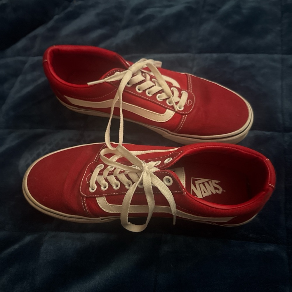 Vans Classic Red and White Canvas Shoes
